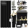 image28PC Bathroom Set  Gorgeous Pink Bathroom Set Bathroom Accessory Set Pink Shower Curtain Set with 5PC Shower CaddiesBlackGold