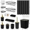 image28PC Bathroom Set  Gorgeous Pink Bathroom Set Bathroom Accessory Set Pink Shower Curtain Set with 5PC Shower CaddiesBlackGold