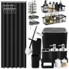 image28PC Bathroom Set  Gorgeous Pink Bathroom Set Bathroom Accessory Set Pink Shower Curtain Set with 5PC Shower CaddiesBlackSilver