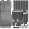 image28PC Bathroom Set  Gorgeous Pink Bathroom Set Bathroom Accessory Set Pink Shower Curtain Set with 5PC Shower CaddiesGreySilver
