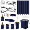 image28PC Bathroom Set  Gorgeous Pink Bathroom Set Bathroom Accessory Set Pink Shower Curtain Set with 5PC Shower CaddiesNavy BlueGold