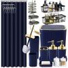 image28PC Bathroom Set  Gorgeous Pink Bathroom Set Bathroom Accessory Set Pink Shower Curtain Set with 5PC Shower CaddiesNavy BlueGold