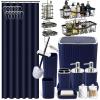 image28PC Bathroom Set  Gorgeous Pink Bathroom Set Bathroom Accessory Set Pink Shower Curtain Set with 5PC Shower CaddiesNavy BlueSilver