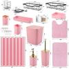 image28PC Bathroom Set  Gorgeous Pink Bathroom Set Bathroom Accessory Set Pink Shower Curtain Set with 5PC Shower CaddiesPinkGold
