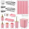 image28PC Bathroom Set  Gorgeous Pink Bathroom Set Bathroom Accessory Set Pink Shower Curtain Set with 5PC Shower CaddiesPinkGold