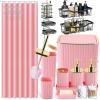 image28PC Bathroom Set  Gorgeous Pink Bathroom Set Bathroom Accessory Set Pink Shower Curtain Set with 5PC Shower CaddiesPinkGold