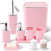 image28PC Bathroom Set  Gorgeous Pink Bathroom Set Bathroom Accessory Set Pink Shower Curtain Set with 5PC Shower CaddiesPinkSilver