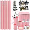 image28PC Bathroom Set  Gorgeous Pink Bathroom Set Bathroom Accessory Set Pink Shower Curtain Set with 5PC Shower CaddiesPinkSilver