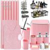image28PC Bathroom Set  Gorgeous Pink Bathroom Set Bathroom Accessory Set Pink Shower Curtain Set with 5PC Shower CaddiesPinkSilver