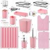 image28PC Bathroom Set  Gorgeous Pink Bathroom Set Bathroom Accessory Set Pink Shower Curtain Set with 5PC Shower CaddiesPinkSilver