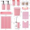 image28PC Bathroom Set  Gorgeous Pink Bathroom Set Bathroom Accessory Set Pink Shower Curtain Set with 5PC Shower CaddiesPinkSilver