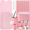 image28PC Bathroom Set  Gorgeous Pink Bathroom Set Bathroom Accessory Set Pink Shower Curtain Set with 5PC Shower CaddiesPinkSilver