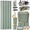 image28PC Bathroom Set  Gorgeous Pink Bathroom Set Bathroom Accessory Set Pink Shower Curtain Set with 5PC Shower CaddiesSage GreenGold