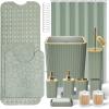 image28PC Bathroom Set  Gorgeous Pink Bathroom Set Bathroom Accessory Set Pink Shower Curtain Set with 5PC Shower CaddiesSage GreenGold