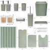 image28PC Bathroom Set  Gorgeous Pink Bathroom Set Bathroom Accessory Set Pink Shower Curtain Set with 5PC Shower CaddiesSage GreenSilver