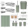 image28PC Bathroom Set  Gorgeous Pink Bathroom Set Bathroom Accessory Set Pink Shower Curtain Set with 5PC Shower CaddiesSage GreenSilver