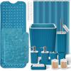 image28PC Bathroom Set  Gorgeous Pink Bathroom Set Bathroom Accessory Set Pink Shower Curtain Set with 5PC Shower CaddiesTealSilver