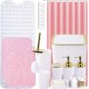 image28PC Bathroom Set  Gorgeous Pink Bathroom Set Bathroom Accessory Set Pink Shower Curtain Set with 5PC Shower CaddiesWhiteGold