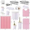 image28PC Bathroom Set  Gorgeous Pink Bathroom Set Bathroom Accessory Set Pink Shower Curtain Set with 5PC Shower CaddiesWhiteGold