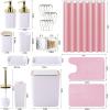 image28PC Bathroom Set  Gorgeous Pink Bathroom Set Bathroom Accessory Set Pink Shower Curtain Set with 5PC Shower CaddiesWhiteGold