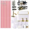 image28PC Bathroom Set  Gorgeous Pink Bathroom Set Bathroom Accessory Set Pink Shower Curtain Set with 5PC Shower CaddiesWhiteGold