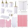 image28PC Bathroom Set  Gorgeous Pink Bathroom Set Bathroom Accessory Set Pink Shower Curtain Set with 5PC Shower CaddiesWhiteGold