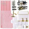 image28PC Bathroom Set  Gorgeous Pink Bathroom Set Bathroom Accessory Set Pink Shower Curtain Set with 5PC Shower CaddiesWhiteGold