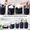 image8Piece Matte Black Bathroom Set  Luxury Resin Bathroom Accessories Sets Complete with Shower Curtain and Rugs Soap Dispenser Toothbrush Holder Cup Apothecary Jars ampamp TrayNavy Blue