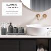 image8Piece Matte Black Bathroom Set  Luxury Resin Bathroom Accessories Sets Complete with Shower Curtain and Rugs Soap Dispenser Toothbrush Holder Cup Apothecary Jars ampamp TrayGrey