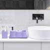 image8Piece Matte Black Bathroom Set  Luxury Resin Bathroom Accessories Sets Complete with Shower Curtain and Rugs Soap Dispenser Toothbrush Holder Cup Apothecary Jars ampamp TrayPurple