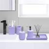 image8Piece Matte Black Bathroom Set  Luxury Resin Bathroom Accessories Sets Complete with Shower Curtain and Rugs Soap Dispenser Toothbrush Holder Cup Apothecary Jars ampamp TrayPurple