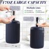 image8Piece Matte Black Bathroom Set  Luxury Resin Bathroom Accessories Sets Complete with Shower Curtain and Rugs Soap Dispenser Toothbrush Holder Cup Apothecary Jars ampamp TrayNavy Blue
