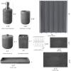 image8Piece Matte Black Bathroom Set  Luxury Resin Bathroom Accessories Sets Complete with Shower Curtain and Rugs Soap Dispenser Toothbrush Holder Cup Apothecary Jars ampamp TrayGrey