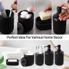 image8Piece Matte Black Bathroom Set  Luxury Resin Bathroom Accessories Sets Complete with Shower Curtain and Rugs Soap Dispenser Toothbrush Holder Cup Apothecary Jars ampamp TrayBlack