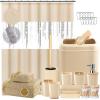imageBathroom SetBathroom Sets with Shower Curtain and Rugs Sequin Shower Curtain Set Orange Bathroom Rugs Sets Bathroom DecorBeige