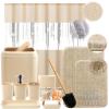 imageBathroom SetBathroom Sets with Shower Curtain and Rugs Sequin Shower Curtain Set Orange Bathroom Rugs Sets Bathroom DecorBeige