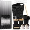imageBathroom SetBathroom Sets with Shower Curtain and Rugs Sequin Shower Curtain Set Orange Bathroom Rugs Sets Bathroom DecorBlack