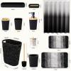 imageBathroom SetBathroom Sets with Shower Curtain and Rugs Sequin Shower Curtain Set Orange Bathroom Rugs Sets Bathroom DecorBlack
