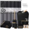imageBathroom SetBathroom Sets with Shower Curtain and Rugs Sequin Shower Curtain Set Orange Bathroom Rugs Sets Bathroom DecorBlack