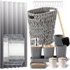 imageBathroom SetBathroom Sets with Shower Curtain and Rugs Sequin Shower Curtain Set Orange Bathroom Rugs Sets Bathroom DecorGrey