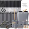 imageBathroom SetBathroom Sets with Shower Curtain and Rugs Sequin Shower Curtain Set Orange Bathroom Rugs Sets Bathroom DecorGrey