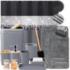 imageBathroom SetBathroom Sets with Shower Curtain and Rugs Sequin Shower Curtain Set Orange Bathroom Rugs Sets Bathroom DecorGrey