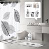 imageBathroom SetBathroom Sets with Shower Curtain and Rugs Sequin Shower Curtain Set Orange Bathroom Rugs Sets Bathroom DecorGrey Leaves