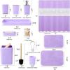 imageBathroom SetBathroom Sets with Shower Curtain and Rugs Sequin Shower Curtain Set Orange Bathroom Rugs Sets Bathroom DecorLight Purple