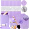 imageBathroom SetBathroom Sets with Shower Curtain and Rugs Sequin Shower Curtain Set Orange Bathroom Rugs Sets Bathroom DecorLight Purple