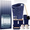 imageBathroom SetBathroom Sets with Shower Curtain and Rugs Sequin Shower Curtain Set Orange Bathroom Rugs Sets Bathroom DecorNavy Blue