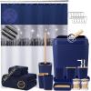 imageBathroom SetBathroom Sets with Shower Curtain and Rugs Sequin Shower Curtain Set Orange Bathroom Rugs Sets Bathroom DecorNavy Blue