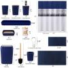 imageBathroom SetBathroom Sets with Shower Curtain and Rugs Sequin Shower Curtain Set Orange Bathroom Rugs Sets Bathroom DecorNavy Blue