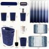 imageBathroom SetBathroom Sets with Shower Curtain and Rugs Sequin Shower Curtain Set Orange Bathroom Rugs Sets Bathroom DecorNavy Blue
