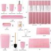 imageBathroom SetBathroom Sets with Shower Curtain and Rugs Sequin Shower Curtain Set Orange Bathroom Rugs Sets Bathroom DecorPink